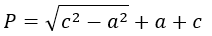 Формула периметра треугольника по катету и гипотенузе прямоугольного треугольника.